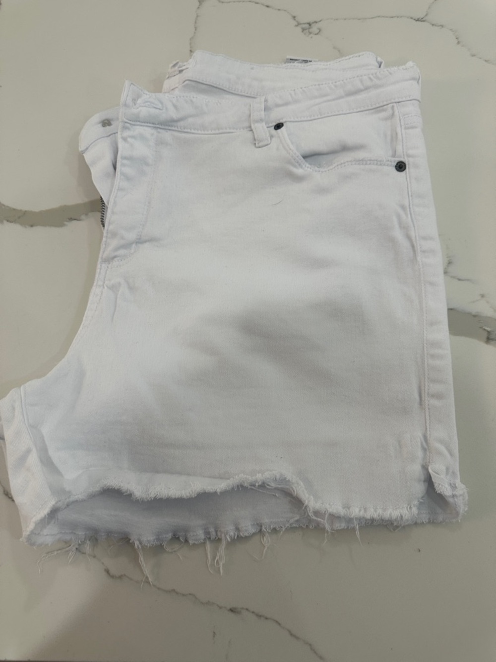 STS Blue White Raw Hem Denim Cutoff Shorts